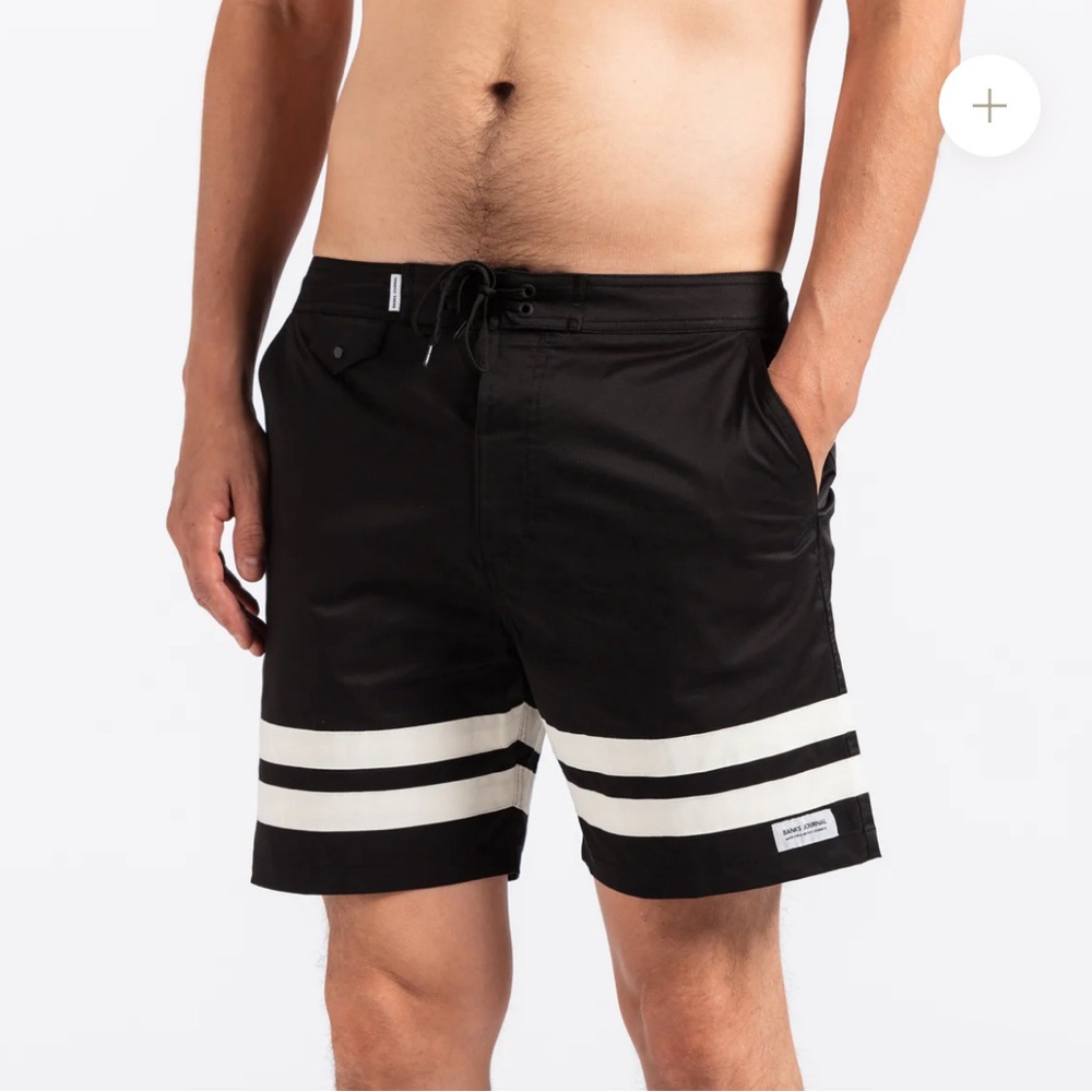 Banks Journal Black White Swim Trunks 36 NWOT